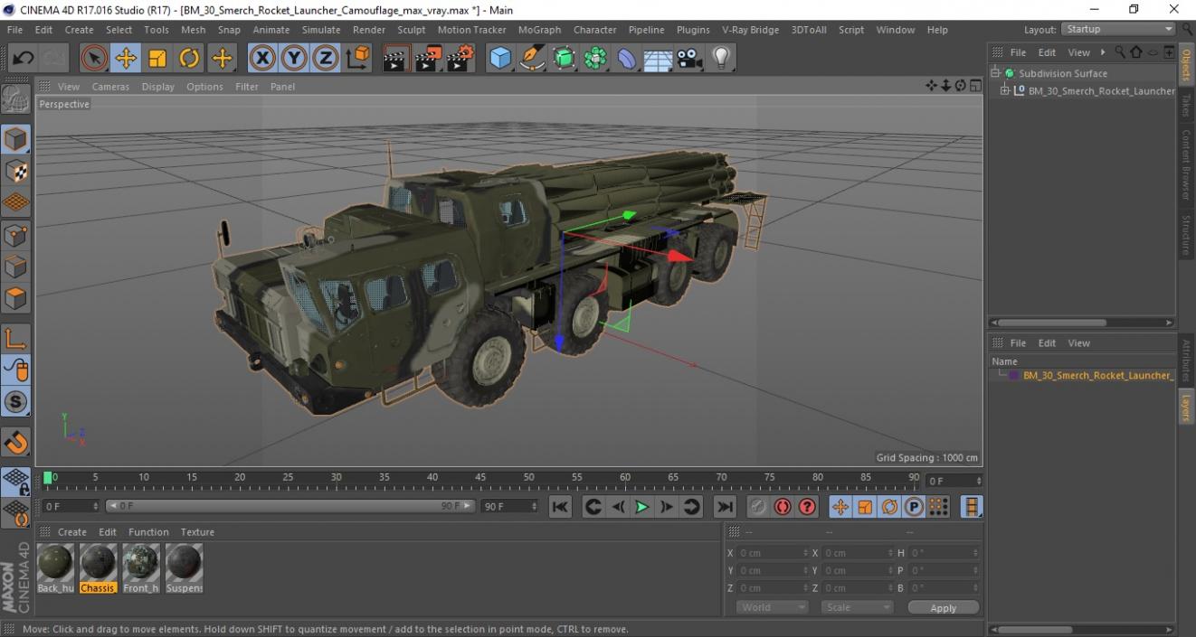 BM-30 Smerch Rocket Launcher Camouflage 3D model