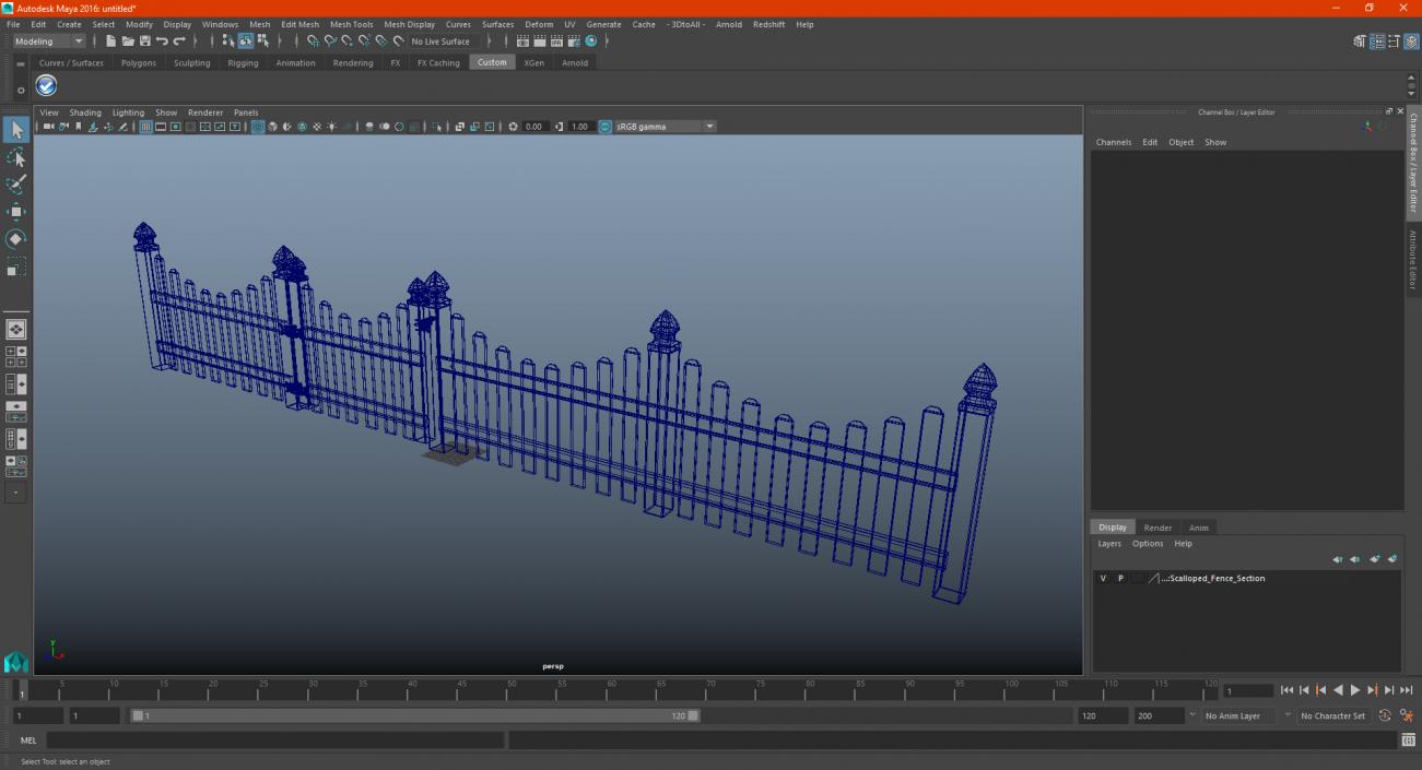 3D Scalloped Fence Section model