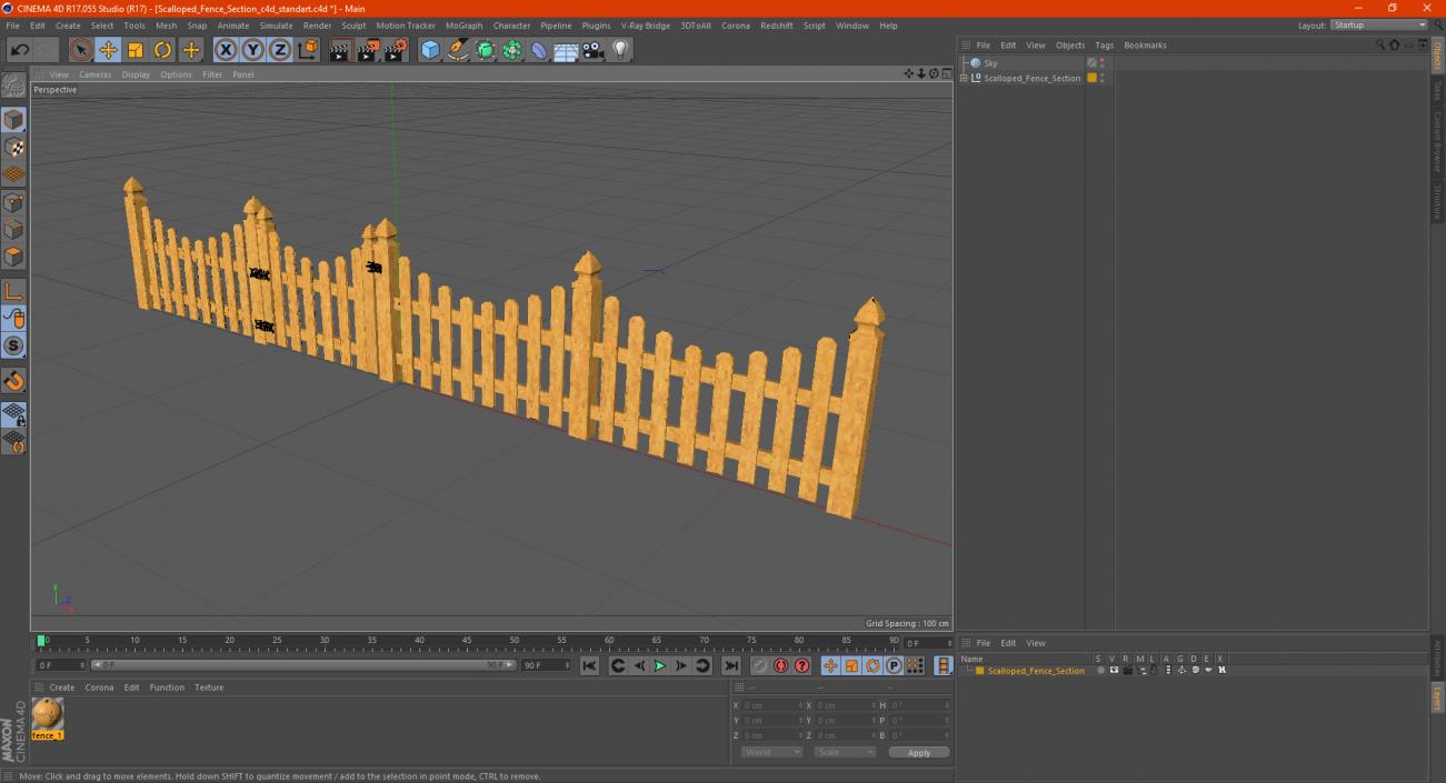 3D Scalloped Fence Section model