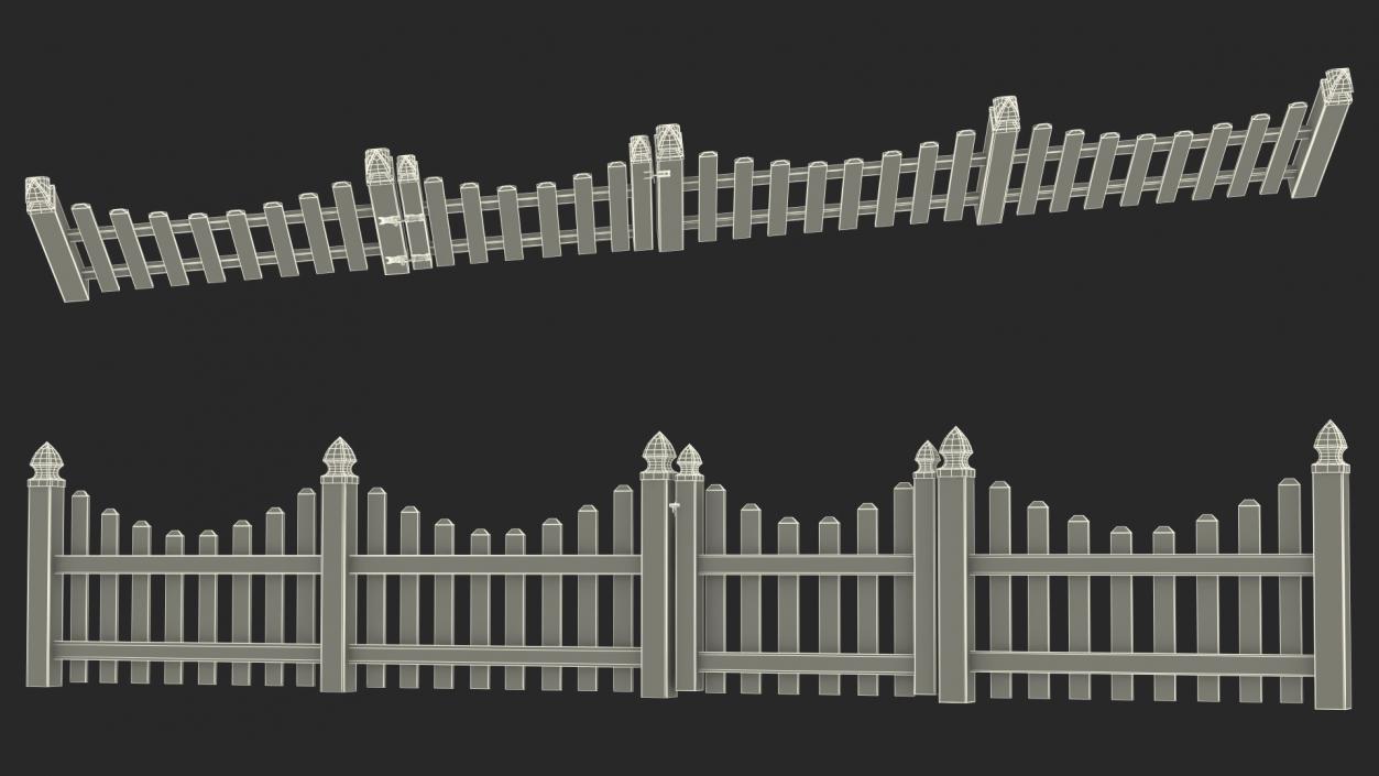 3D Scalloped Fence Section model