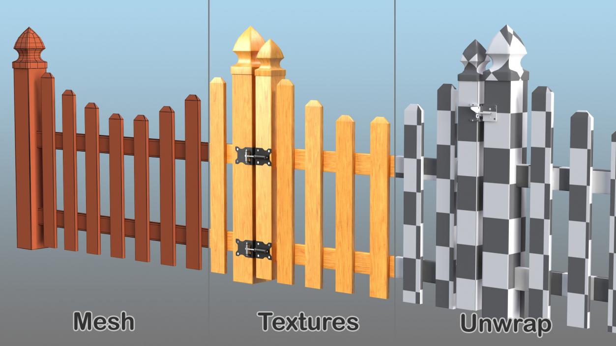 3D Scalloped Fence Section model