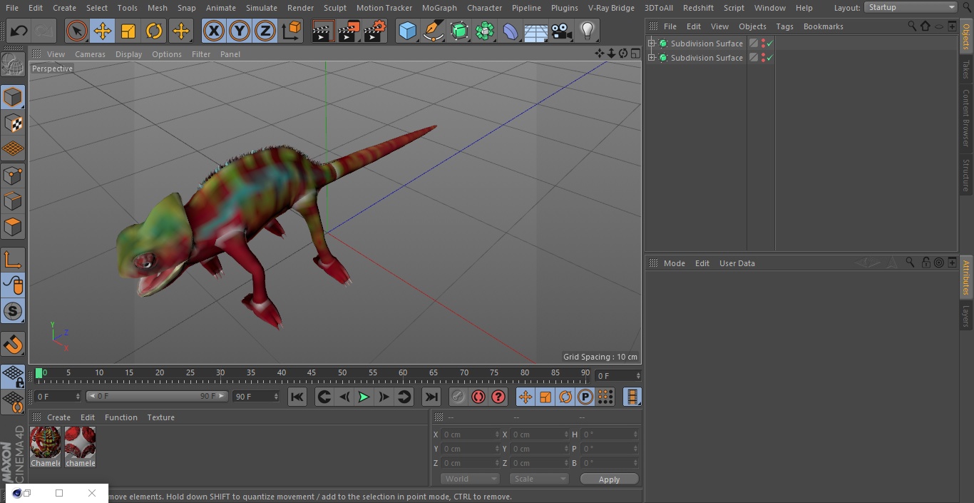 3D Chameleon Red model