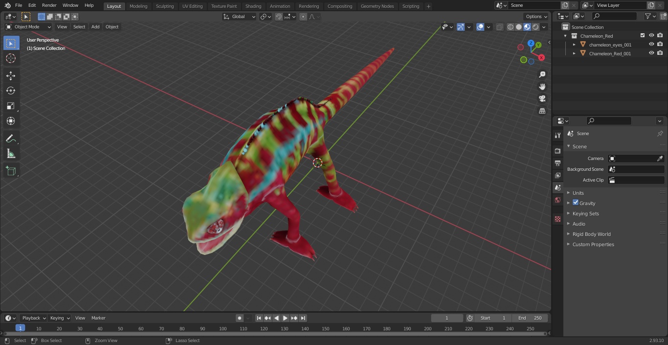 3D Chameleon Red model