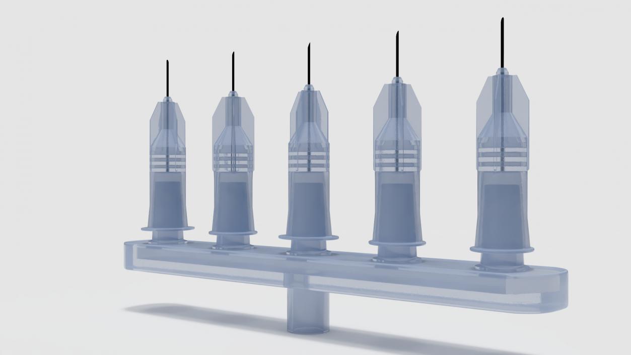 3D model Multi Injector 5 Needles Straight Transparent