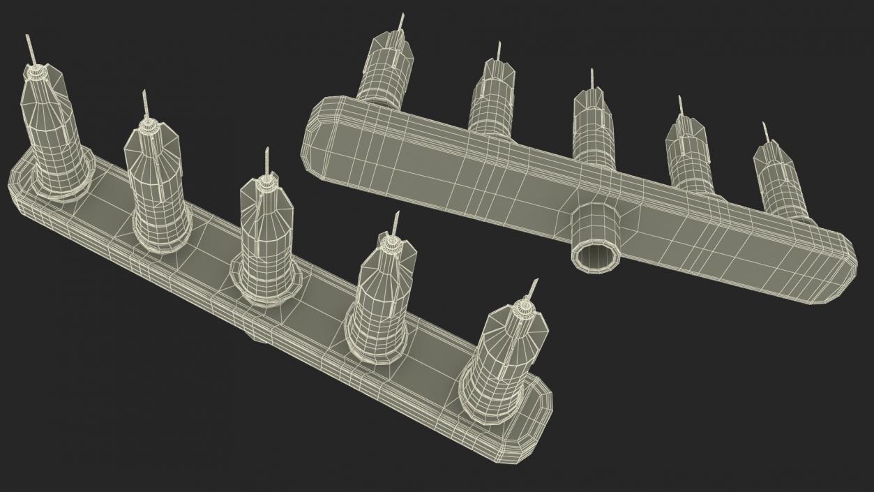 3D model Multi Injector 5 Needles Straight Transparent