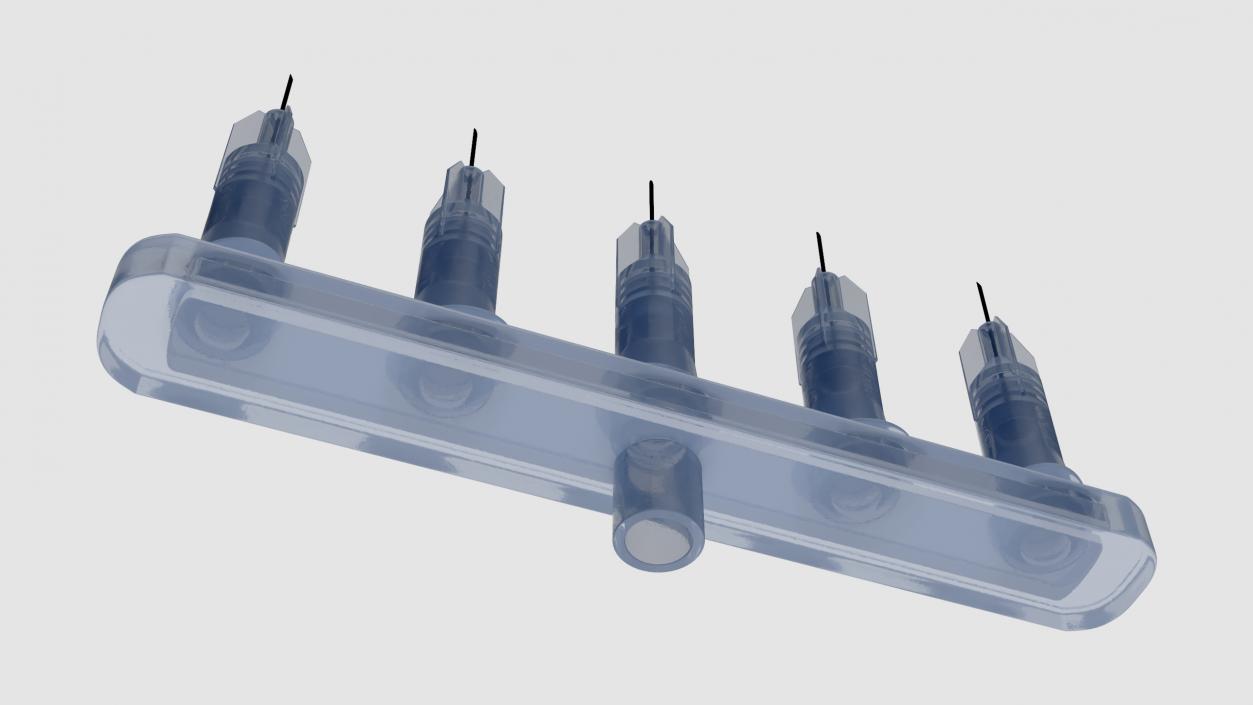 3D model Multi Injector 5 Needles Straight Transparent