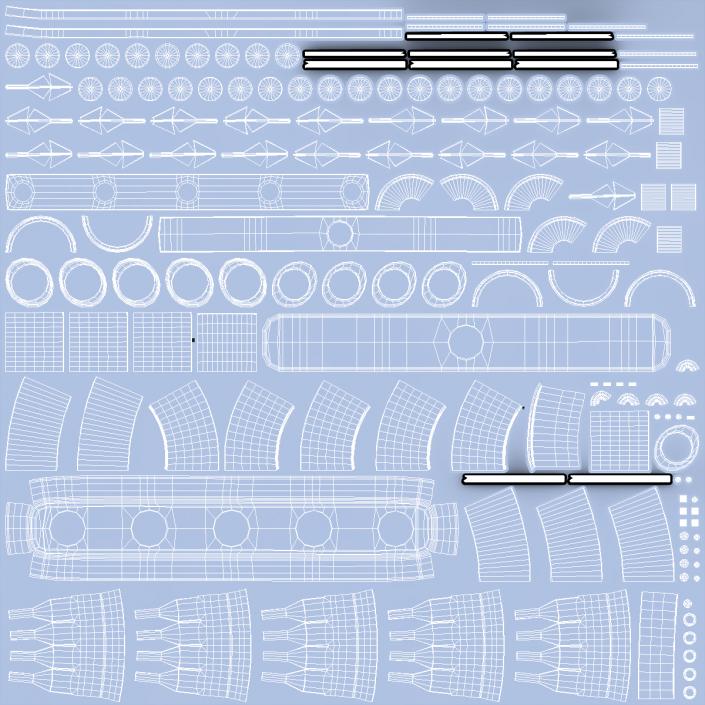 3D model Multi Injector 5 Needles Straight Transparent