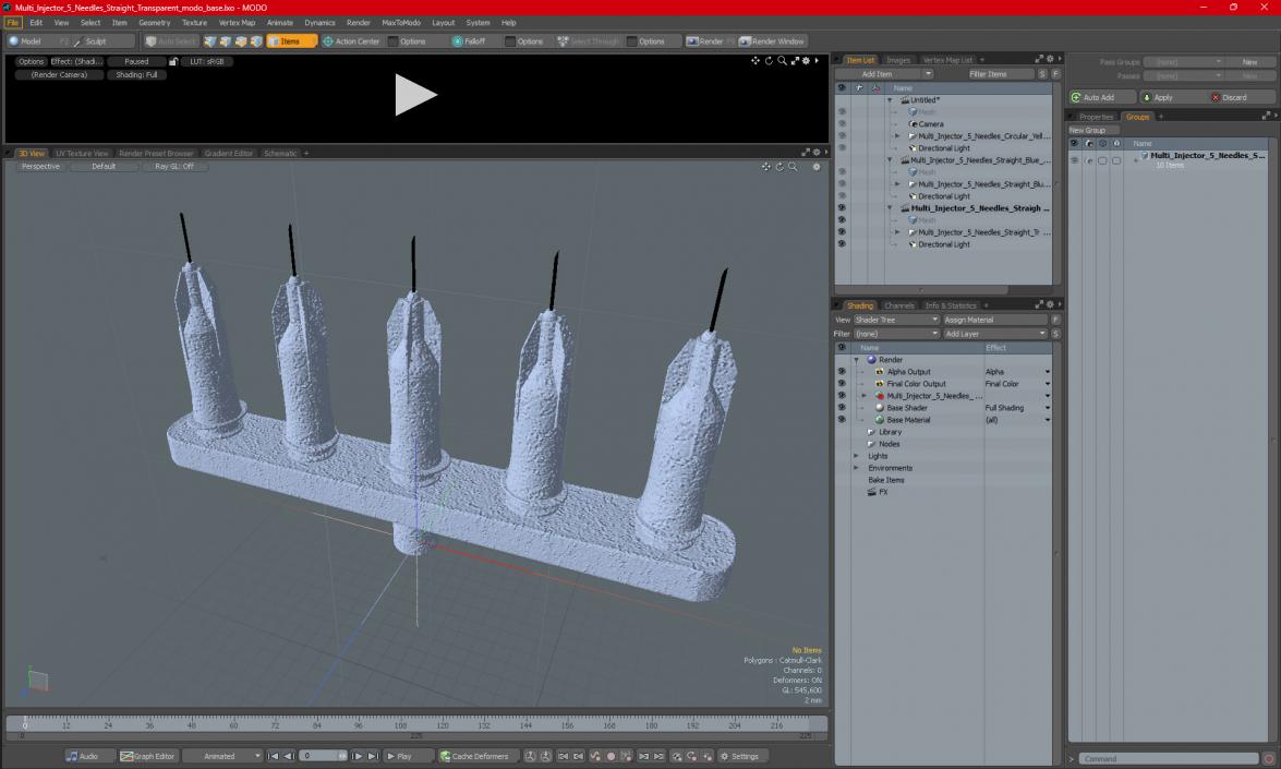 3D model Multi Injector 5 Needles Straight Transparent