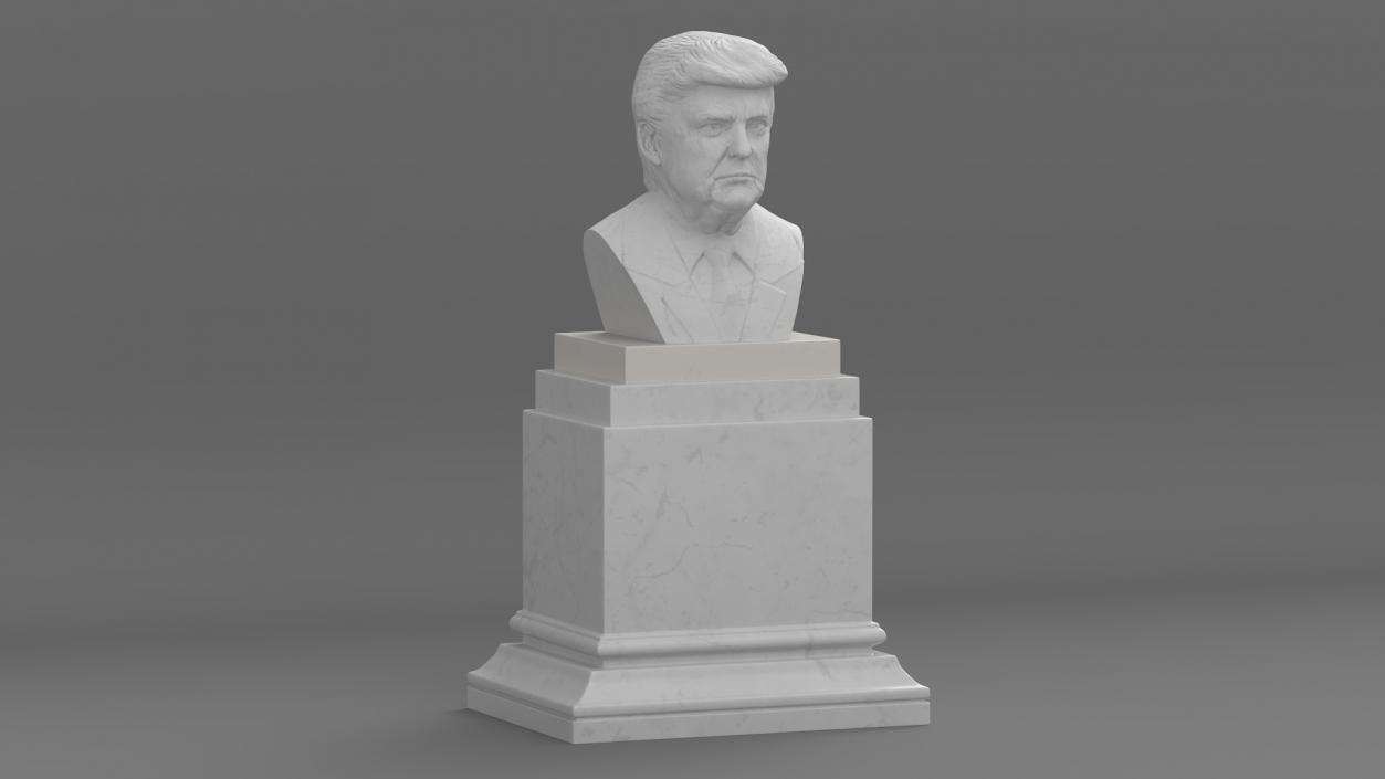 Marble Bust of President Trump on Pedestal 3D