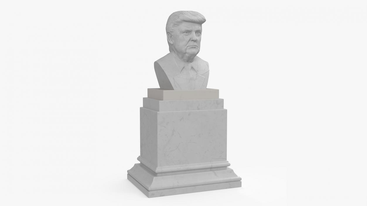 Marble Bust of President Trump on Pedestal 3D