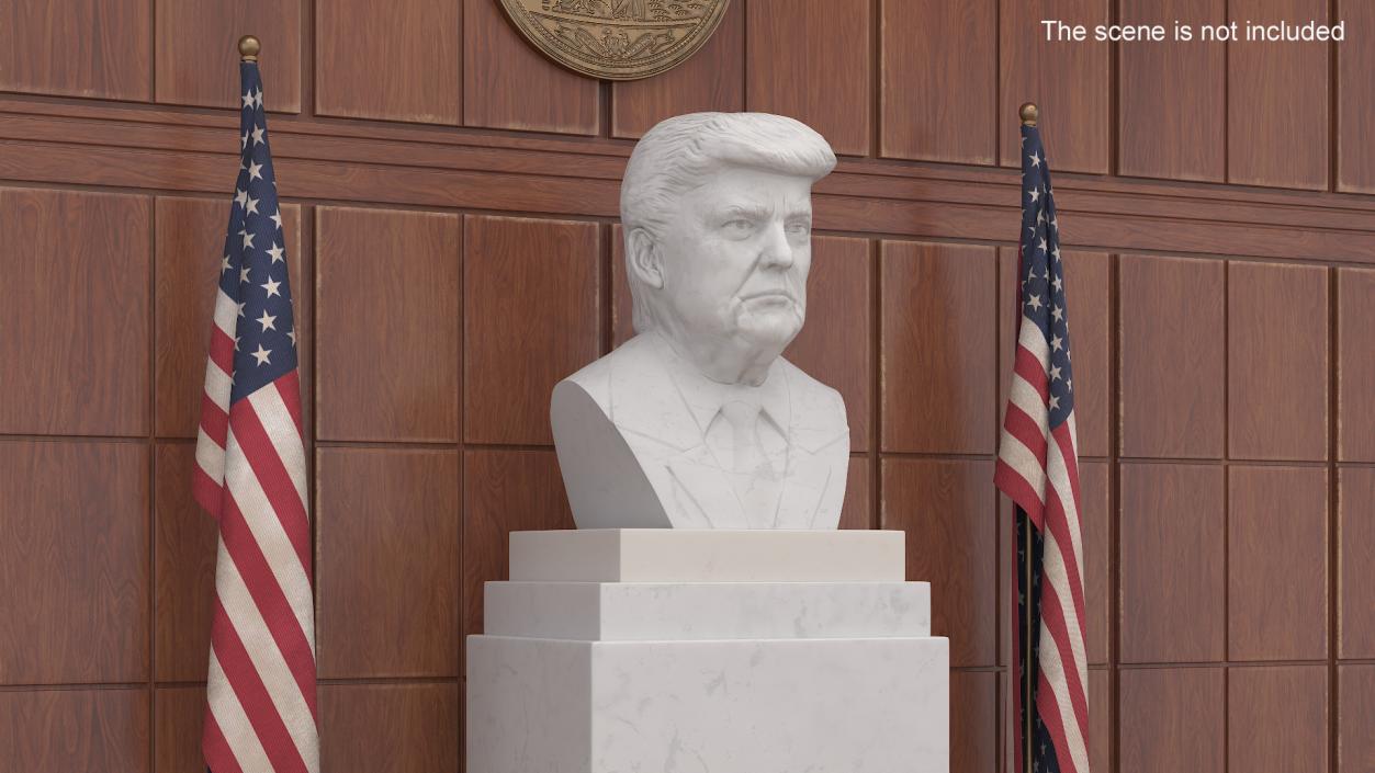 Marble Bust of President Trump on Pedestal 3D