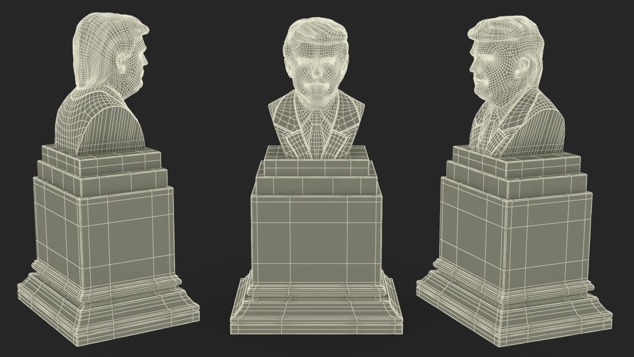 Marble Bust of President Trump on Pedestal 3D