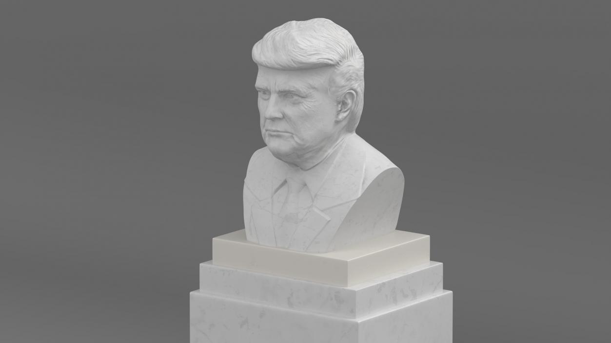 Marble Bust of President Trump on Pedestal 3D