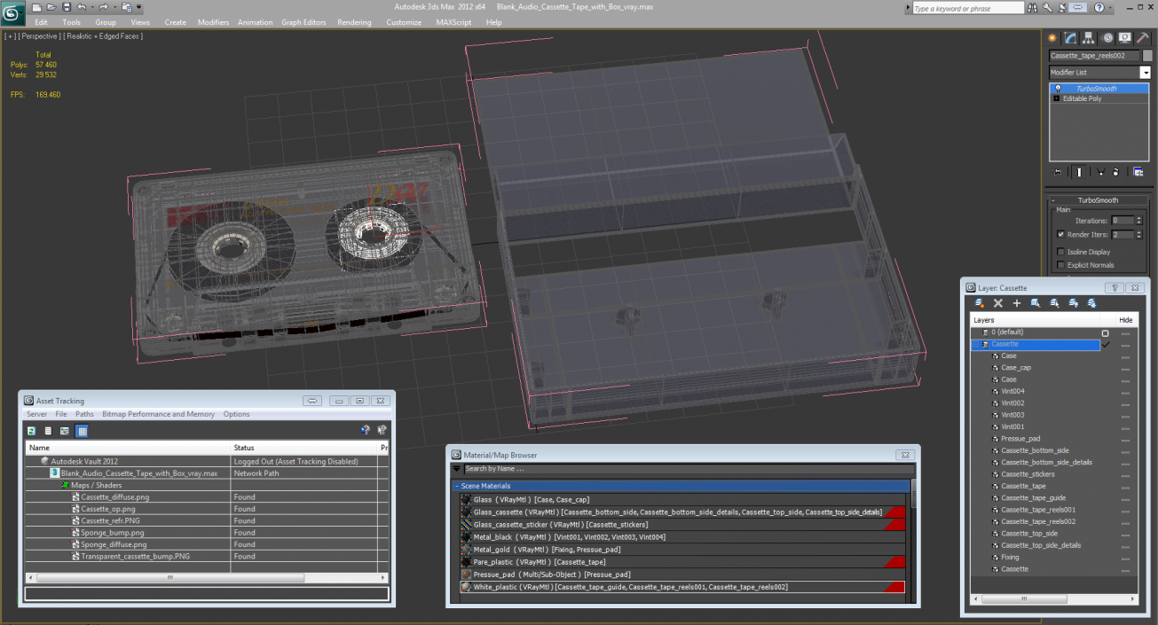 Blank Audio Cassette Tape with Box 3D model