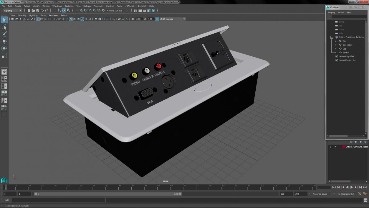 Office Furniture Tabletop Switch Socket Grey 3D model