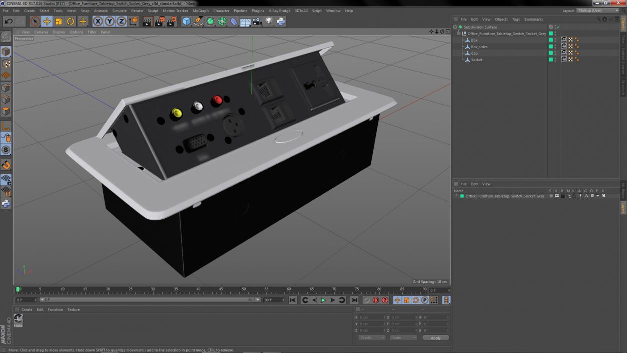 Office Furniture Tabletop Switch Socket Grey 3D model
