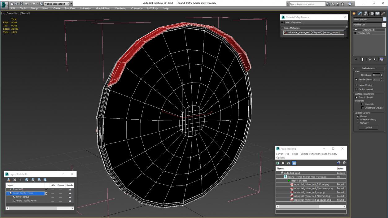 3D model Round Traffic Mirror