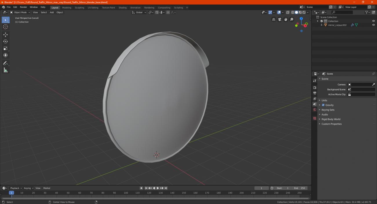 3D model Round Traffic Mirror