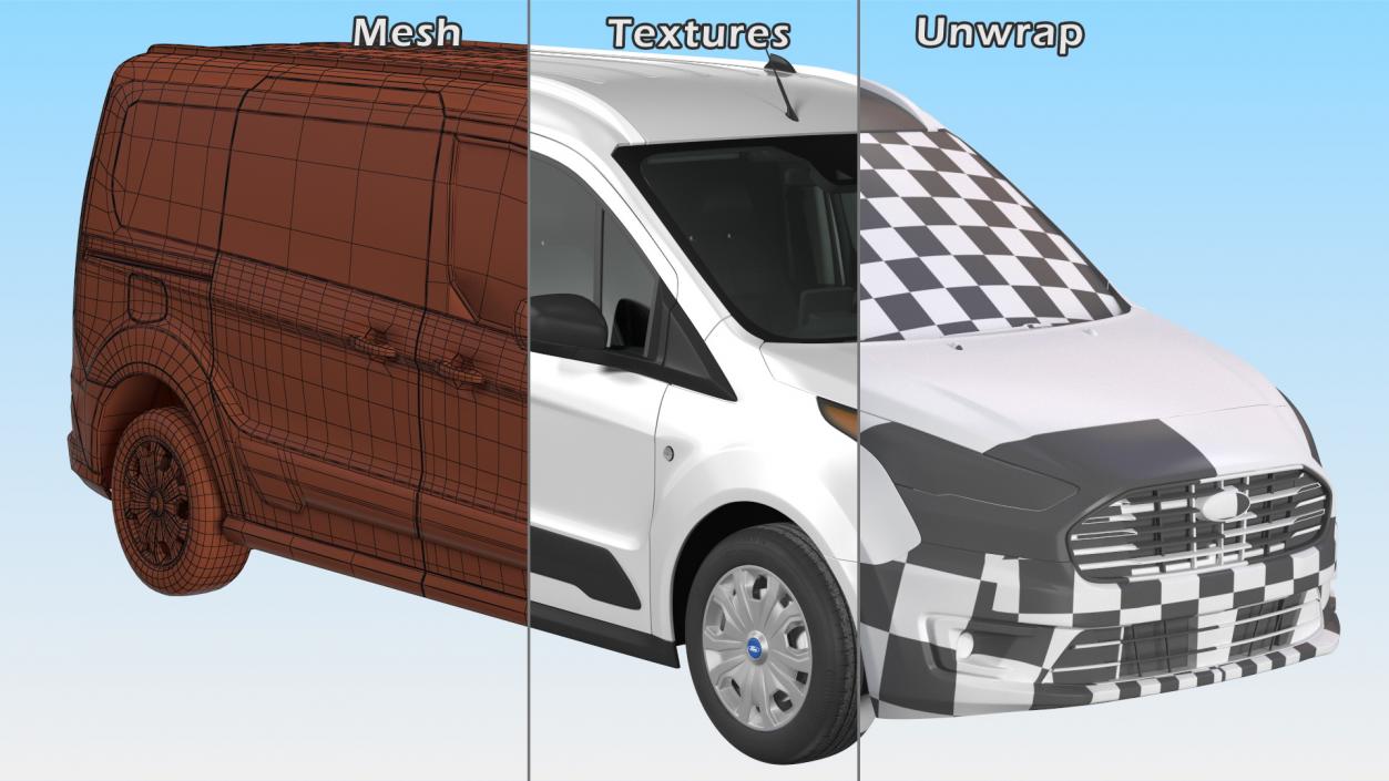 3D Ford Transit Connect Barn Doors Silver model