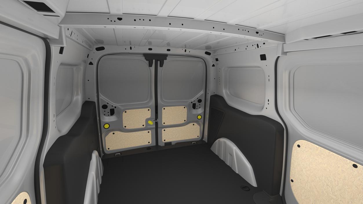 3D Ford Transit Connect Barn Doors Silver model