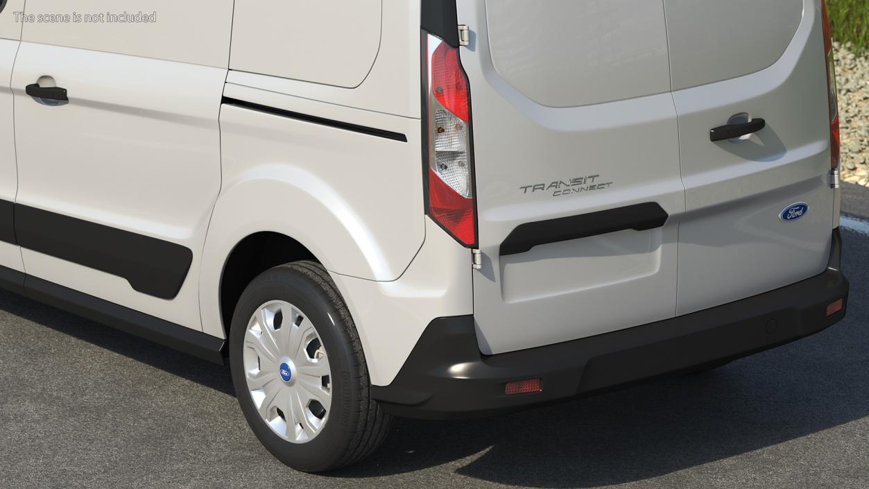 3D Ford Transit Connect Barn Doors Silver model