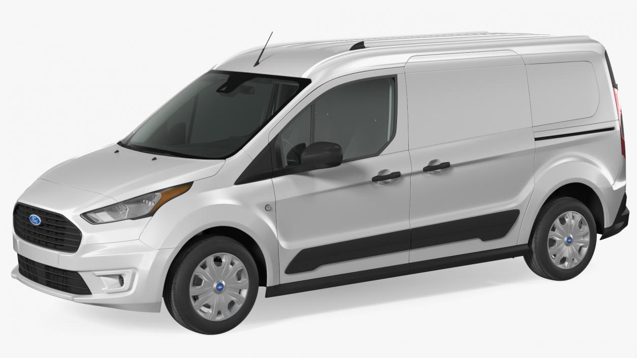 3D Ford Transit Connect Barn Doors Silver model