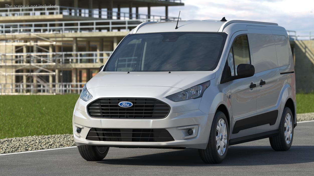 3D Ford Transit Connect Barn Doors Silver model