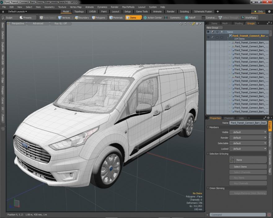 3D Ford Transit Connect Barn Doors Silver model