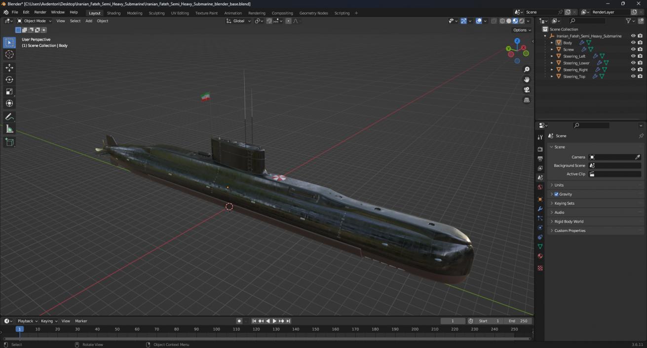 Iranian Fateh Semi Heavy Submarine 3D model