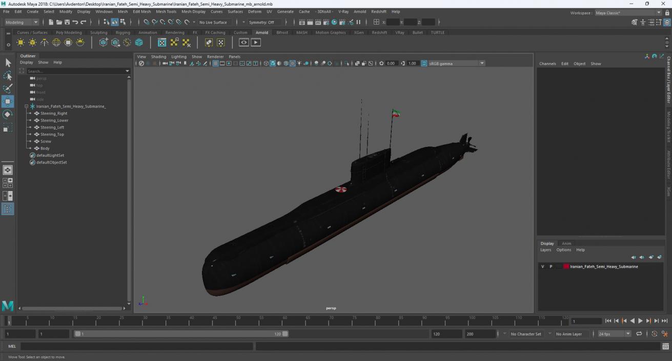 Iranian Fateh Semi Heavy Submarine 3D model