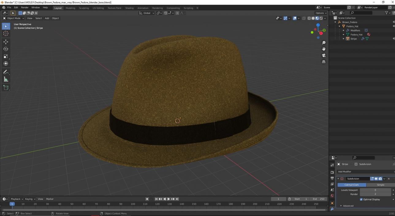 Brown Fedora 3D