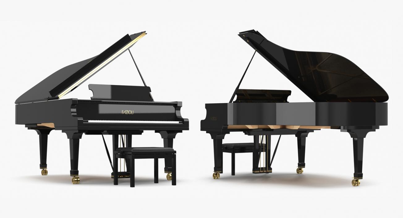 3D model Grand Piano Fazioli with Bench