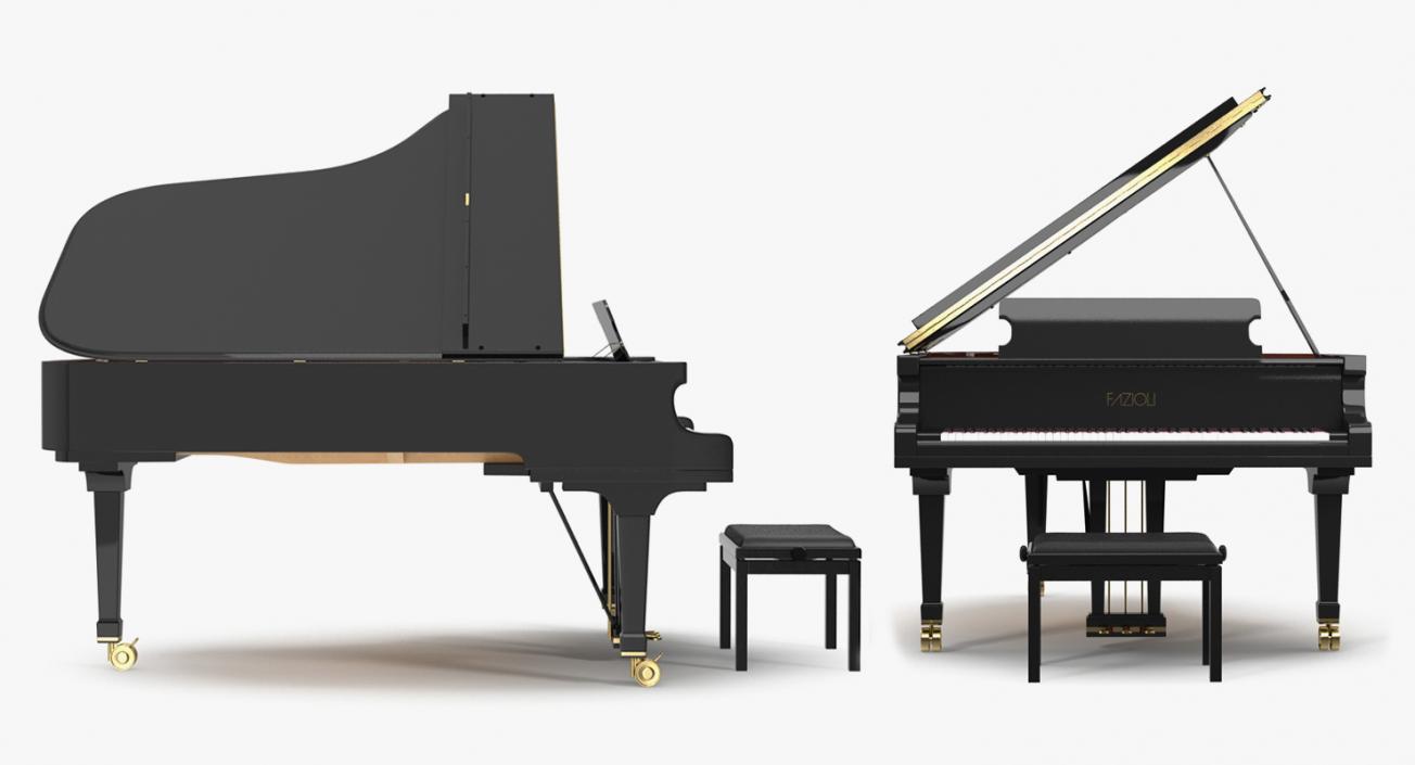 3D model Grand Piano Fazioli with Bench