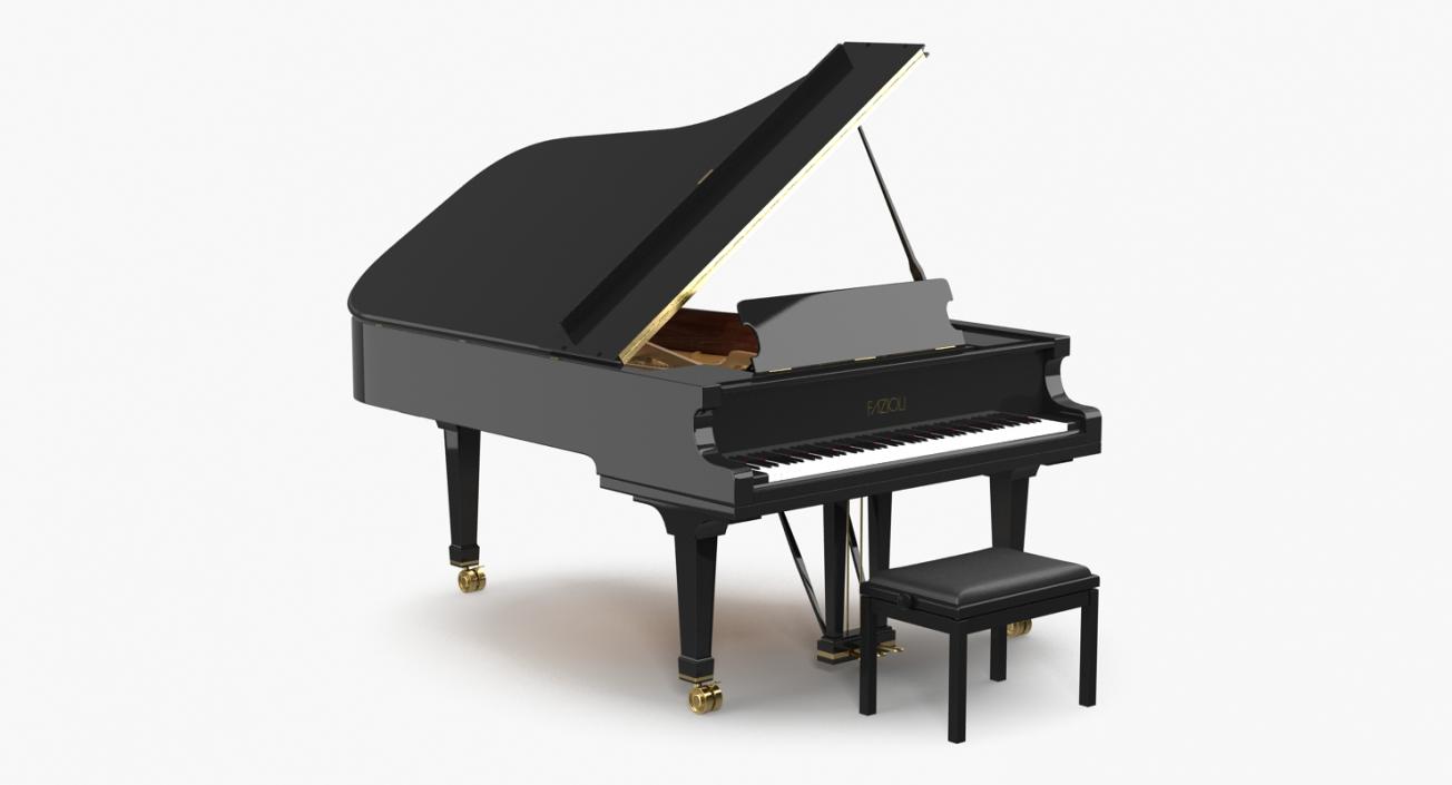 3D model Grand Piano Fazioli with Bench