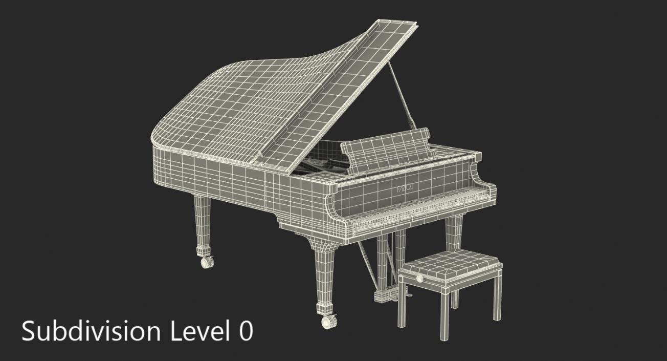 3D model Grand Piano Fazioli with Bench