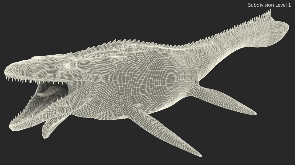 3D Mosasaurus Rigged for Modo