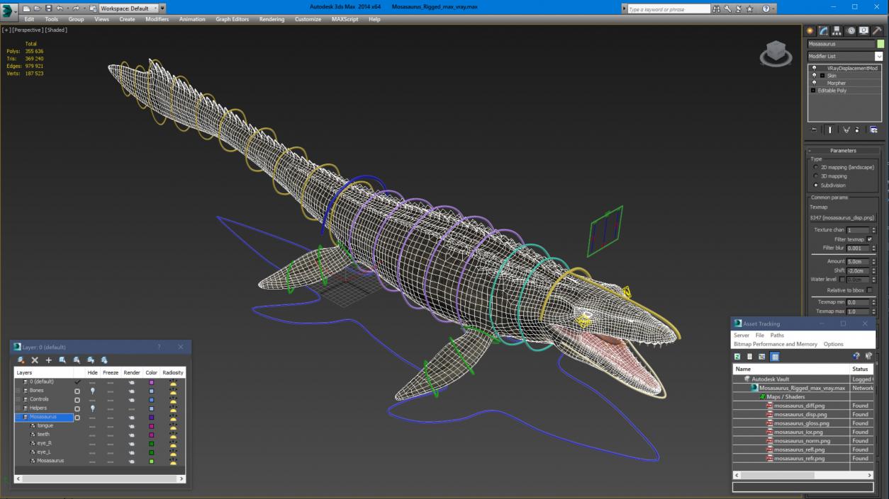 3D Mosasaurus Rigged for Modo