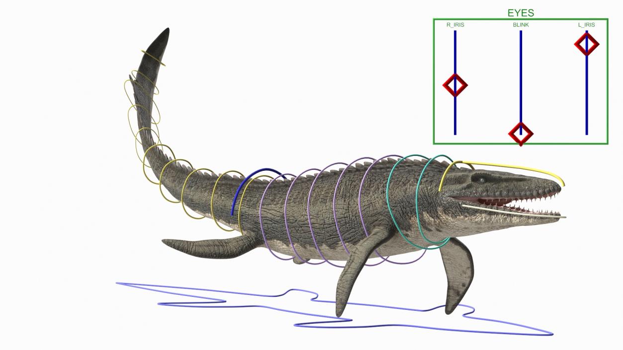 3D Mosasaurus Rigged for Maya