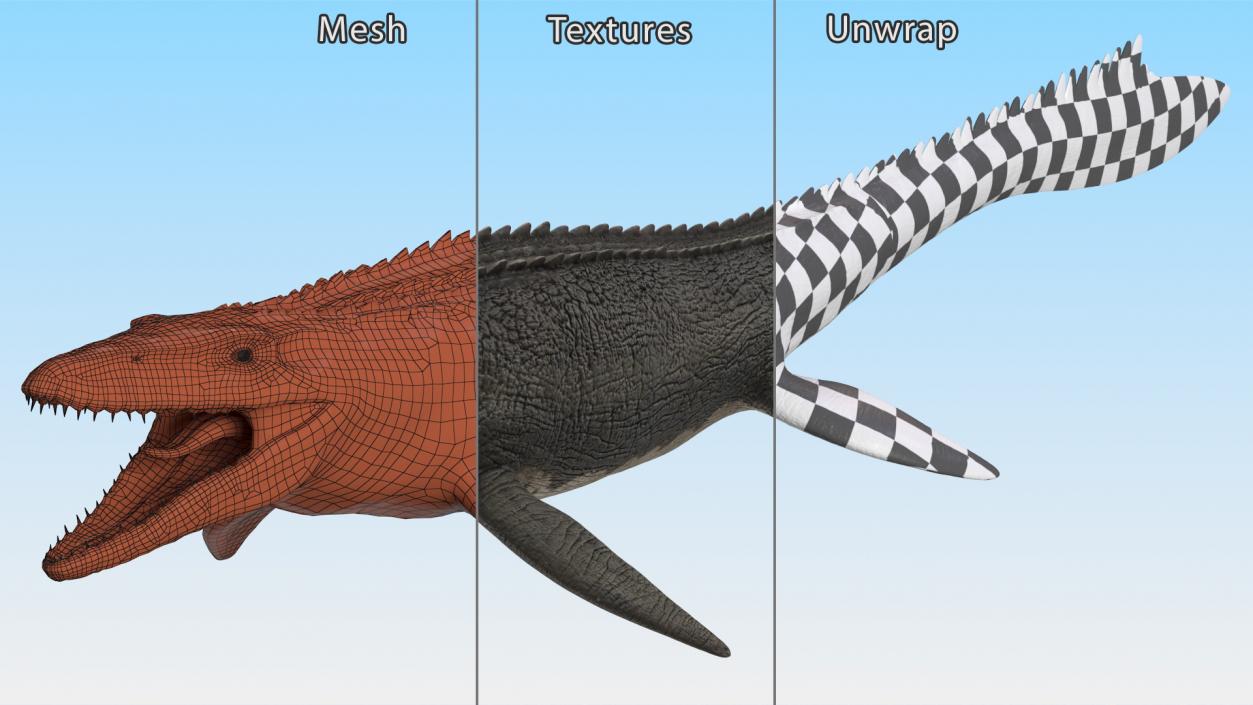 3D Mosasaurus Rigged for Maya