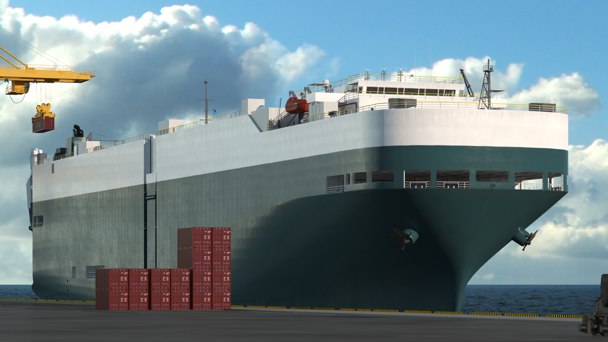 Car Carrier Cargo Ship Rigged 3D model