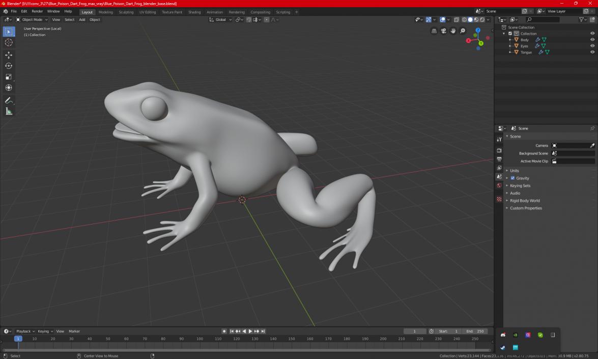 3D Golden Poison Frog model