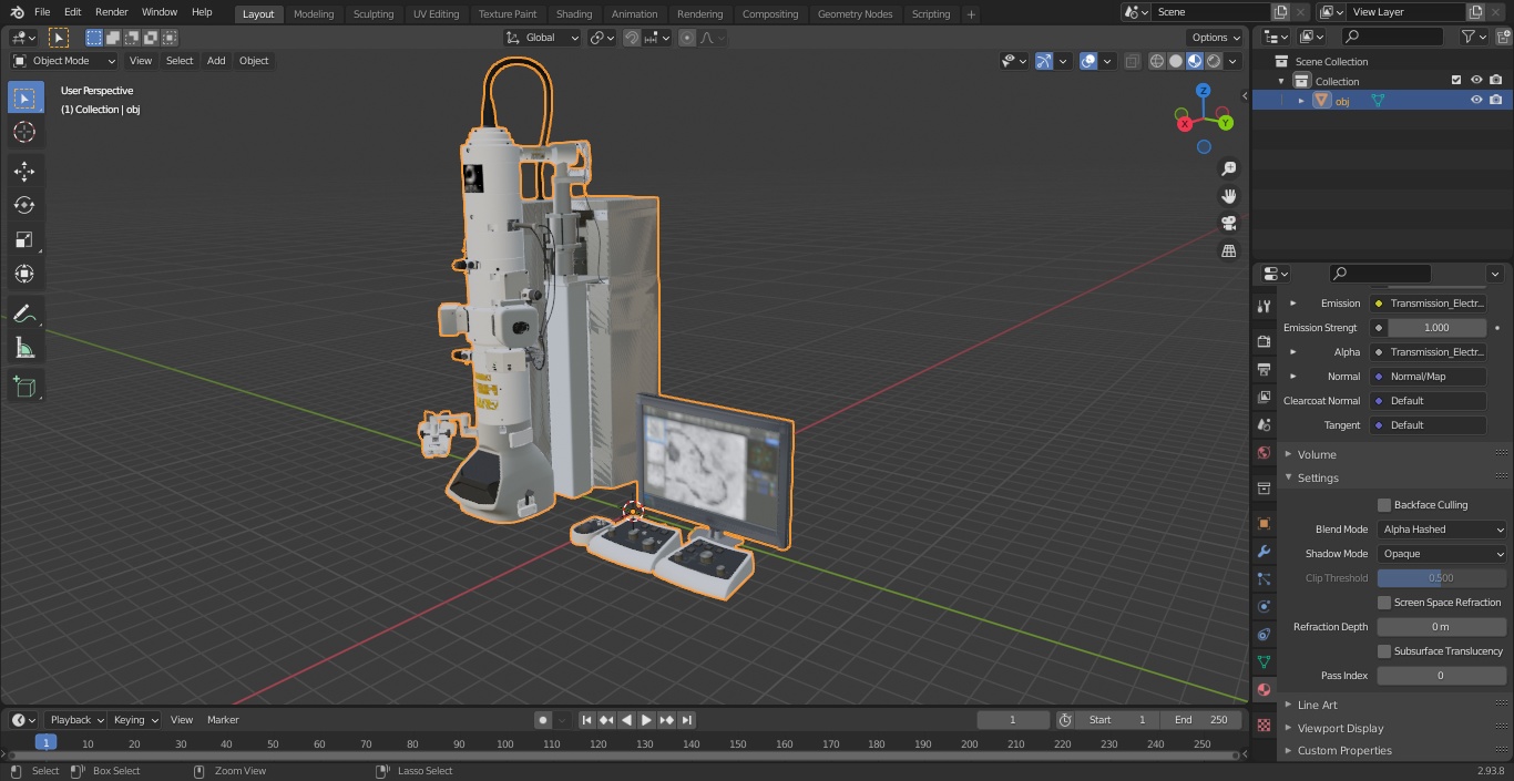 3D model Transmission Electron Microscope JEOL With Monitor