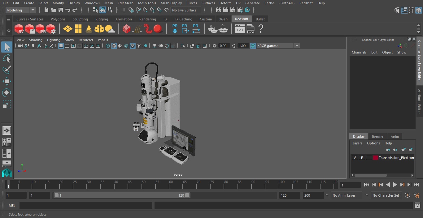 3D model Transmission Electron Microscope JEOL With Monitor