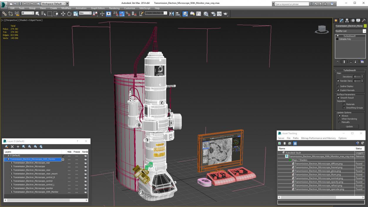 3D model Transmission Electron Microscope JEOL With Monitor