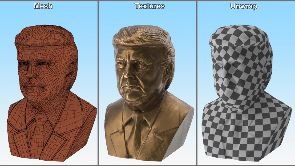 3D model Bronze Bust of Trump