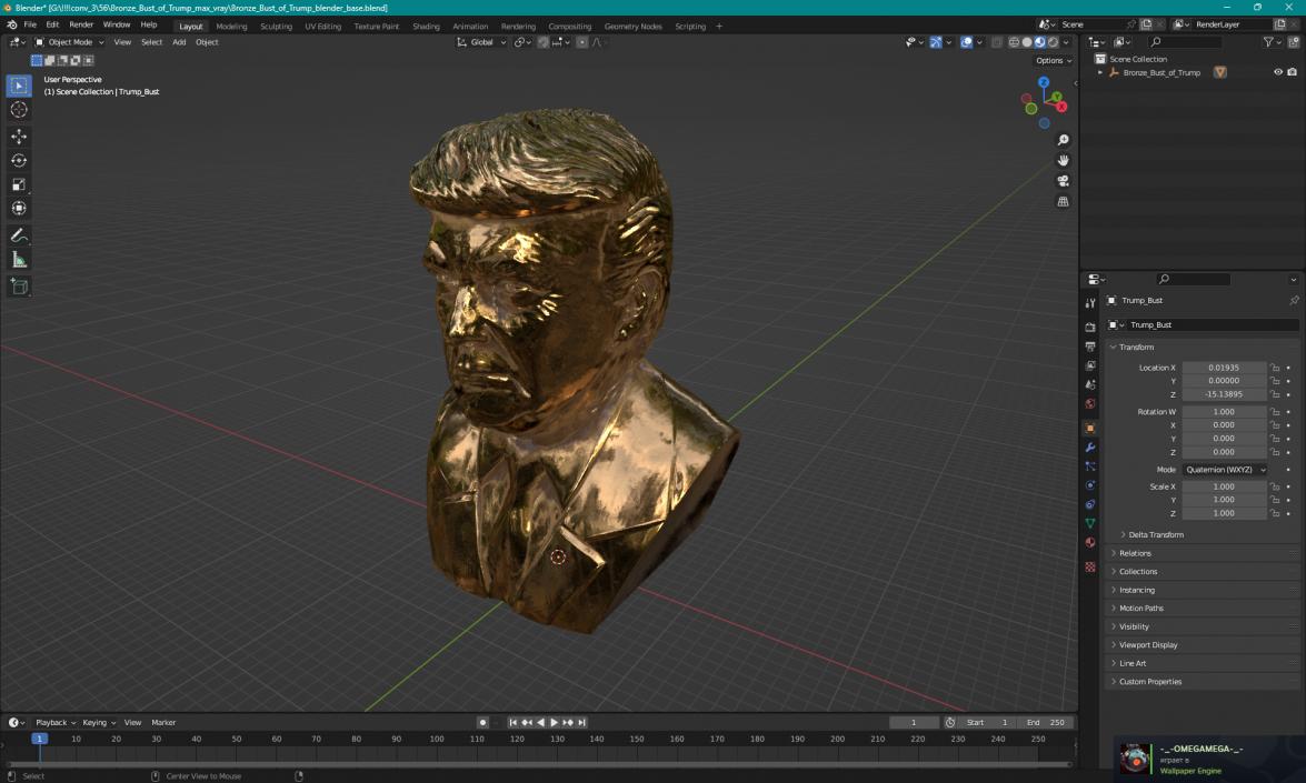 3D model Bronze Bust of Trump