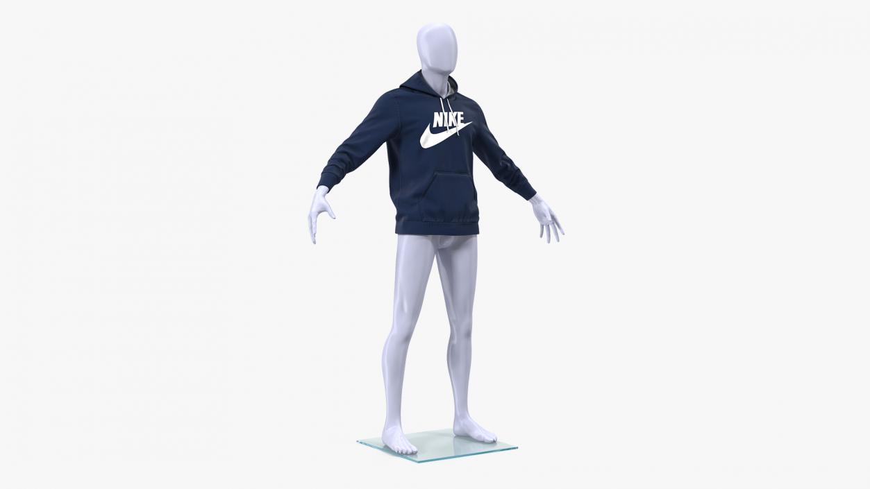 Blue Hoodie Nike Lowered Hood on Mannequin 3D