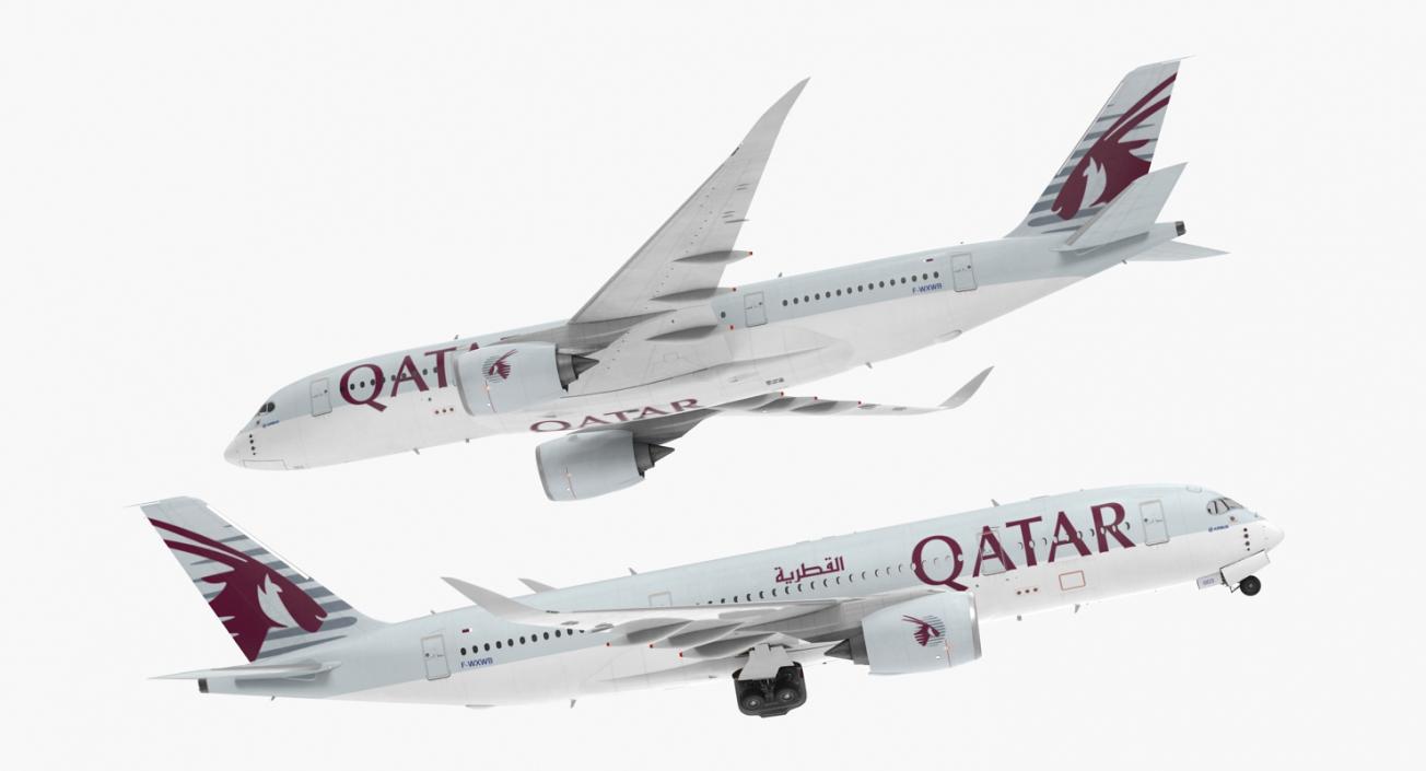 3D Airbus A350-800 Qatar