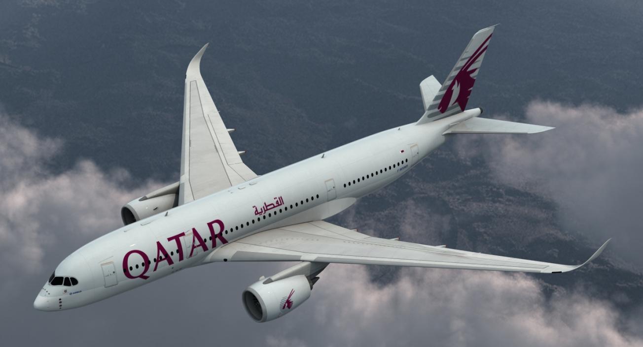 3D Airbus A350-800 Qatar