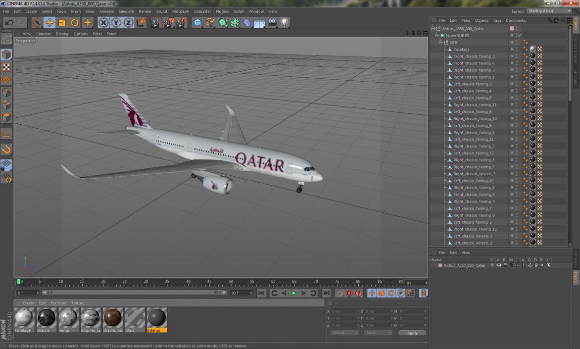 3D Airbus A350-800 Qatar